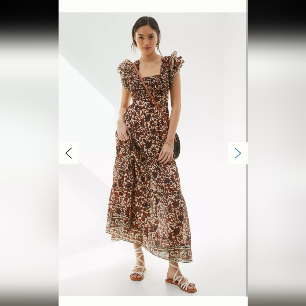 Anthropologie Love The Label Floral Print Maxi Dress Size Small EUC